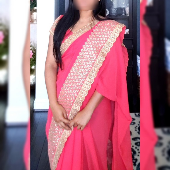 Indian Pakistani saree sari with blouse - Picture 7 of 8